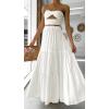 imageZESICA Womens 2025 Summer Plaid Flower Elastic High Waist Flowy A Line Maxi Skirt with PocketsWhite