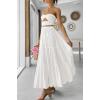 imageZESICA Womens 2025 Summer Plaid Flower Elastic High Waist Flowy A Line Maxi Skirt with PocketsWhite