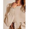 imageZESICA Womens Spring Long Sleeve Dress 2025 Crewneck Casual Loose Pleated Tiered Swing Midi Dresses with PocketsApricot
