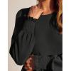 imageZESICA Womens Spring Long Sleeve Dress 2025 Crewneck Casual Loose Pleated Tiered Swing Midi Dresses with PocketsBlack