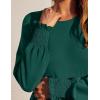imageZESICA Womens Spring Long Sleeve Dress 2025 Crewneck Casual Loose Pleated Tiered Swing Midi Dresses with PocketsDarkgreen
