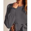 imageZESICA Womens Spring Long Sleeve Dress 2025 Crewneck Casual Loose Pleated Tiered Swing Midi Dresses with PocketsDarkgrey