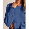 imageZESICA Womens Spring Long Sleeve Dress 2025 Crewneck Casual Loose Pleated Tiered Swing Midi Dresses with PocketsDustyblue