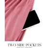 imageZESICA Womens Spring Long Sleeve Dress 2025 Crewneck Casual Loose Pleated Tiered Swing Midi Dresses with PocketsPink