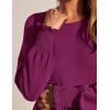 imageZESICA Womens Spring Long Sleeve Dress 2025 Crewneck Casual Loose Pleated Tiered Swing Midi Dresses with PocketsPlum