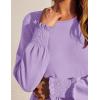 imageZESICA Womens Spring Long Sleeve Dress 2025 Crewneck Casual Loose Pleated Tiered Swing Midi Dresses with PocketsPurple