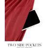 imageZESICA Womens Spring Long Sleeve Dress 2025 Crewneck Casual Loose Pleated Tiered Swing Midi Dresses with PocketsRed