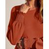 imageZESICA Womens Spring Long Sleeve Dress 2025 Crewneck Casual Loose Pleated Tiered Swing Midi Dresses with PocketsRust