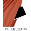 imageZESICA Womens Spring Long Sleeve Dress 2025 Crewneck Casual Loose Pleated Tiered Swing Midi Dresses with PocketsRust