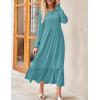 imageZESICA Womens Spring Long Sleeve Dress 2025 Crewneck Casual Loose Pleated Tiered Swing Midi Dresses with PocketsSage
