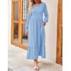 imageZESICA Womens Spring Long Sleeve Dress 2025 Crewneck Casual Loose Pleated Tiered Swing Midi Dresses with PocketsSky