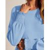 imageZESICA Womens Spring Long Sleeve Dress 2025 Crewneck Casual Loose Pleated Tiered Swing Midi Dresses with PocketsSky