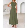 imageZESICA Womens Summer 2025 Sleeveless Maxi Dress One Shoulder Casual Slim Swing Pleated Formal Dresses with PocketsArmygreen