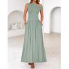 imageZESICA Womens Summer 2025 Sleeveless Maxi Dress One Shoulder Casual Slim Swing Pleated Formal Dresses with PocketsBeangreen