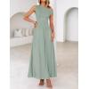 imageZESICA Womens Summer 2025 Sleeveless Maxi Dress One Shoulder Casual Slim Swing Pleated Formal Dresses with PocketsBeangreen