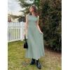 imageZESICA Womens Summer 2025 Sleeveless Maxi Dress One Shoulder Casual Slim Swing Pleated Formal Dresses with PocketsBeangreen