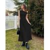 imageZESICA Womens Summer 2025 Sleeveless Maxi Dress One Shoulder Casual Slim Swing Pleated Formal Dresses with PocketsBlack