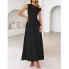 imageZESICA Womens Summer 2025 Sleeveless Maxi Dress One Shoulder Casual Slim Swing Pleated Formal Dresses with PocketsBlack