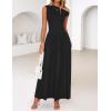 imageZESICA Womens Summer 2025 Sleeveless Maxi Dress One Shoulder Casual Slim Swing Pleated Formal Dresses with PocketsBlack