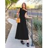 imageZESICA Womens Summer 2025 Sleeveless Maxi Dress One Shoulder Casual Slim Swing Pleated Formal Dresses with PocketsBlack
