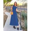 imageZESICA Womens Summer 2025 Sleeveless Maxi Dress One Shoulder Casual Slim Swing Pleated Formal Dresses with PocketsBlue