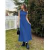 imageZESICA Womens Summer 2025 Sleeveless Maxi Dress One Shoulder Casual Slim Swing Pleated Formal Dresses with PocketsBlue