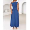 imageZESICA Womens Summer 2025 Sleeveless Maxi Dress One Shoulder Casual Slim Swing Pleated Formal Dresses with PocketsBlue