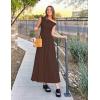imageZESICA Womens Summer 2025 Sleeveless Maxi Dress One Shoulder Casual Slim Swing Pleated Formal Dresses with PocketsBrown