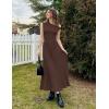 imageZESICA Womens Summer 2025 Sleeveless Maxi Dress One Shoulder Casual Slim Swing Pleated Formal Dresses with PocketsBrown