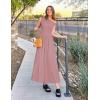 imageZESICA Womens Summer 2025 Sleeveless Maxi Dress One Shoulder Casual Slim Swing Pleated Formal Dresses with PocketsPink