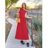 imageZESICA Womens Summer 2025 Sleeveless Maxi Dress One Shoulder Casual Slim Swing Pleated Formal Dresses with PocketsRed