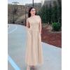 imageZESICA Womens Summer 2025 Sleeveless Maxi Dress One Shoulder Casual Slim Swing Pleated Formal Dresses with PocketsSand