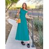 imageZESICA Womens Summer 2025 Sleeveless Maxi Dress One Shoulder Casual Slim Swing Pleated Formal Dresses with PocketsTeal