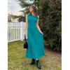 imageZESICA Womens Summer 2025 Sleeveless Maxi Dress One Shoulder Casual Slim Swing Pleated Formal Dresses with PocketsTeal