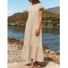 imageZESICA Womens Summer Casual Dresses Flutter Short Sleeve Crewneck Loose Flowy Tiered Beach Maxi Dress with PocketsApricot