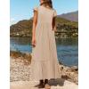 imageZESICA Womens Summer Casual Dresses Flutter Short Sleeve Crewneck Loose Flowy Tiered Beach Maxi Dress with PocketsApricot