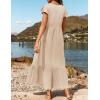 imageZESICA Womens Summer Casual Dresses Flutter Short Sleeve Crewneck Loose Flowy Tiered Beach Maxi Dress with PocketsApricot