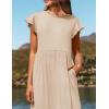 imageZESICA Womens Summer Casual Dresses Flutter Short Sleeve Crewneck Loose Flowy Tiered Beach Maxi Dress with PocketsApricot