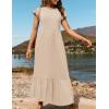 imageZESICA Womens Summer Casual Dresses Flutter Short Sleeve Crewneck Loose Flowy Tiered Beach Maxi Dress with PocketsApricot