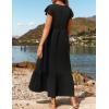 imageZESICA Womens Summer Casual Dresses Flutter Short Sleeve Crewneck Loose Flowy Tiered Beach Maxi Dress with PocketsBlack