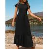 imageZESICA Womens Summer Casual Dresses Flutter Short Sleeve Crewneck Loose Flowy Tiered Beach Maxi Dress with PocketsBlack