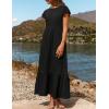 imageZESICA Womens Summer Casual Dresses Flutter Short Sleeve Crewneck Loose Flowy Tiered Beach Maxi Dress with PocketsBlack