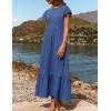 imageZESICA Womens Summer Casual Dresses Flutter Short Sleeve Crewneck Loose Flowy Tiered Beach Maxi Dress with PocketsDustyblue