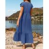 imageZESICA Womens Summer Casual Dresses Flutter Short Sleeve Crewneck Loose Flowy Tiered Beach Maxi Dress with PocketsDustyblue