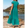 imageZESICA Womens Summer Casual Dresses Flutter Short Sleeve Crewneck Loose Flowy Tiered Beach Maxi Dress with PocketsLakegreen