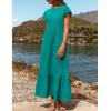 imageZESICA Womens Summer Casual Dresses Flutter Short Sleeve Crewneck Loose Flowy Tiered Beach Maxi Dress with PocketsLakegreen