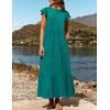 imageZESICA Womens Summer Casual Dresses Flutter Short Sleeve Crewneck Loose Flowy Tiered Beach Maxi Dress with PocketsLakegreen