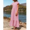 imageZESICA Womens Summer Casual Dresses Flutter Short Sleeve Crewneck Loose Flowy Tiered Beach Maxi Dress with PocketsPink