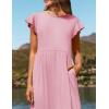 imageZESICA Womens Summer Casual Dresses Flutter Short Sleeve Crewneck Loose Flowy Tiered Beach Maxi Dress with PocketsPink