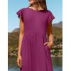 imageZESICA Womens Summer Casual Dresses Flutter Short Sleeve Crewneck Loose Flowy Tiered Beach Maxi Dress with PocketsPlum